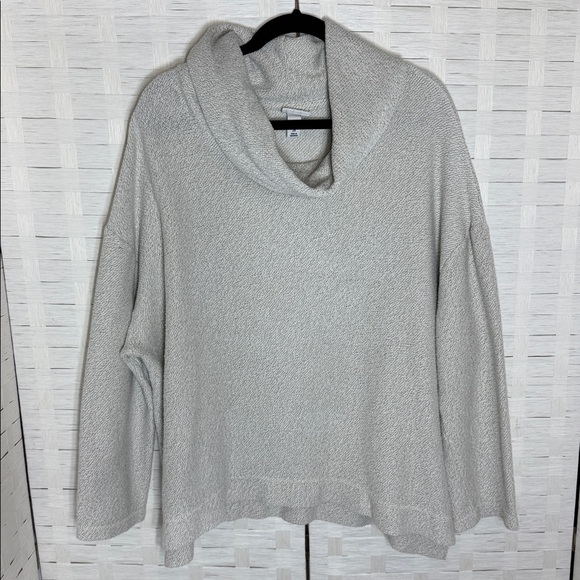 Ava & Viv Cowl-Neck Oatmeal with Gold Metallic Sparkle Thread Sweater Size 2X - Picture 2 of 10